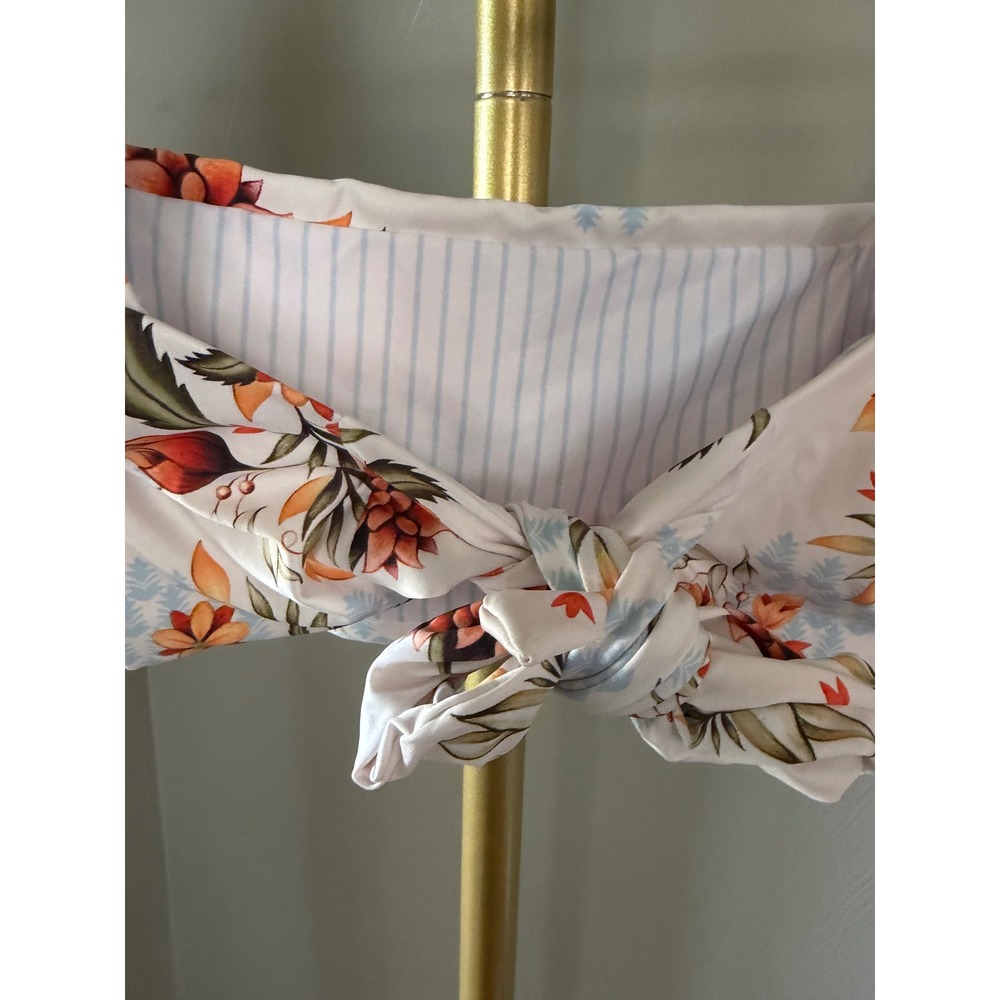 Agua Bendita Calista Sunbaze Floral Puff Sleeve Tie Back Bikini Top Sz L - Picture 4 of 6